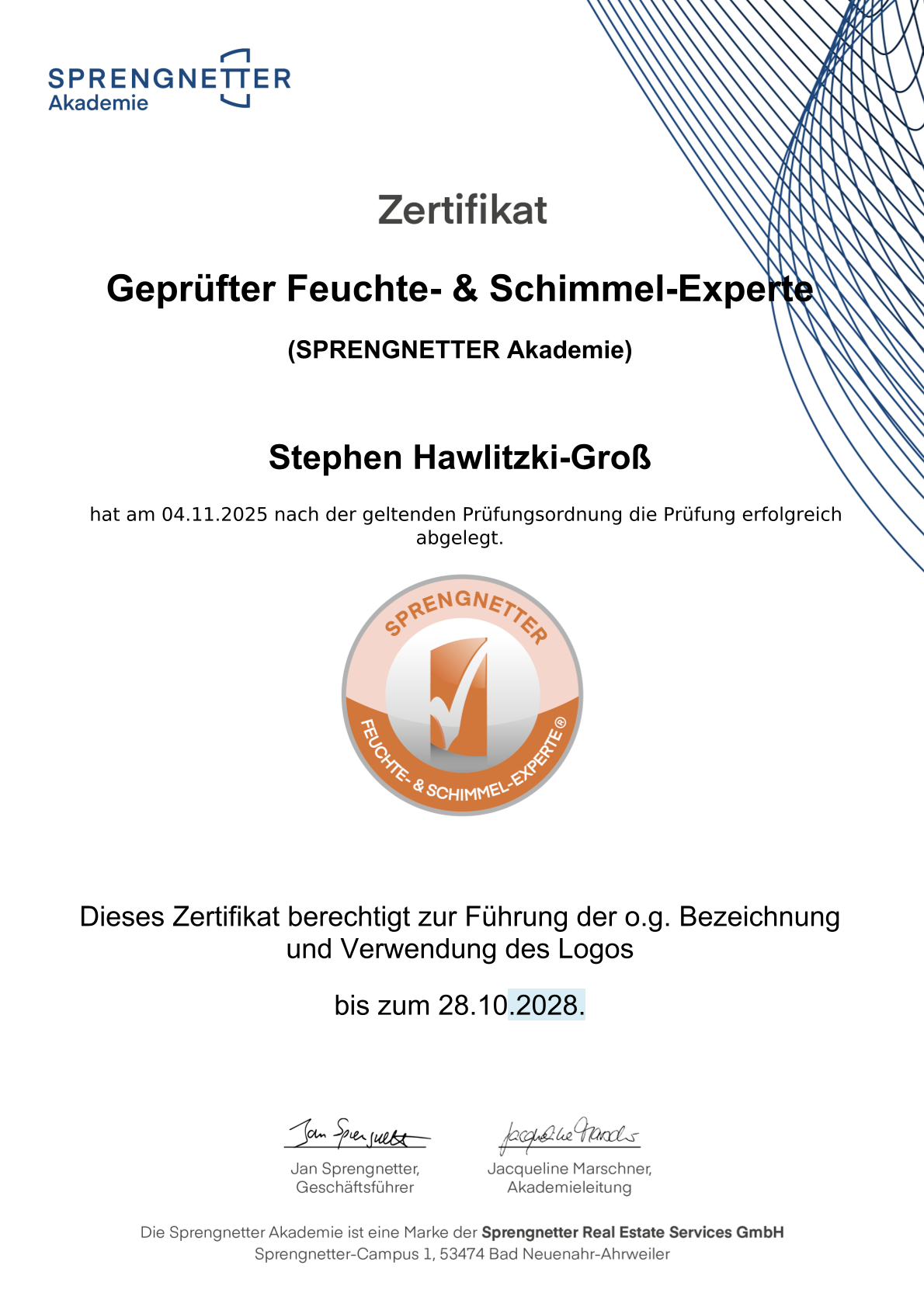 Feuchte- und Schimmelexperte Stephen Hawlitzki
